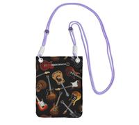 GaxfjRu Bolsa cruzada para teléfono móvil con estampado de guitarras para correr, caminar, senderismo y ciclismo, mini bolsa cruzada con correa de muñeca, Púrpura, Talla única