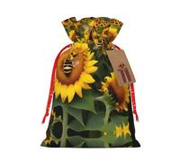 GaxfjRu Bolsa de arpillera con estampado de abejas de girasol, regalos de fiesta de Navidad, bolsa de regalo para regalos, varios tamaños (S, M)