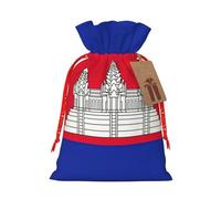 GaxfjRu Bolsa de arpillera con estampado de bandera de Camboya, regalos de fiesta de Navidad, bolsa de regalo para regalos, varios tamaños (S, M)