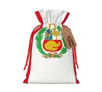 GaxfjRu Bolsa de arpillera con estampado de bandera de Perú, regalos de fiesta de Navidad, bolsa de regalo para regalos, varios tamaños (S, M)