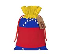 GaxfjRu Bolsa de arpillera con estampado de bandera de Venezuela, regalos de fiesta de Navidad, bolsa de regalo para regalos, varios tamaños (S, M)