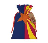 GaxfjRu Bolsa de arpillera con estampado de bandera del estado de Arizona, regalos de fiesta de Navidad, bolsa de regalo para regalos, varios tamaños (S, M)