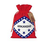 GaxfjRu Bolsa de arpillera con estampado de bandera del estado de Arkansas, regalos de fiesta de Navidad, bolsa de regalo para regalos, varios tamaños (S, M)