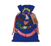 GaxfjRu Bolsa de arpillera con estampado de bandera del estado de Dakota del Norte, regalos de fiesta de Navidad, bolsa de regalo para regalos, varios tamaños (S, M)