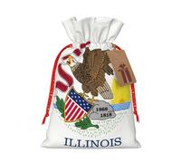 GaxfjRu Bolsa de arpillera con estampado de bandera del estado de Illinois, regalos de fiesta de Navidad, bolsa de regalo para regalos, varios tamaños (S, M)