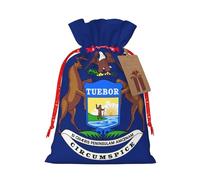 GaxfjRu Bolsa de arpillera con estampado de bandera del estado de Michigan, regalos de fiesta de Navidad, bolsa de regalo para regalos, varios tamaños (S, M)