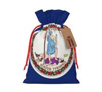 GaxfjRu Bolsa de arpillera con estampado de bandera del estado de Virginia, regalos de fiesta de Navidad, bolsa de regalo para regalos, varios tamaños (S, M)