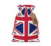 GaxfjRu Bolsa de arpillera con estampado de bandera del Reino Unido, regalos de Navidad, bolsa de arpillera, varios tamaños (S, M)
