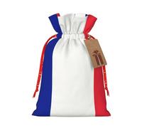 GaxfjRu Bolsa de arpillera con estampado de bandera francesa, regalos de fiesta de Navidad, bolsa de regalo para regalos, varios tamaños (S, M)
