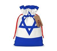 GaxfjRu Bolsa de arpillera con estampado de bandera israelí, regalos de fiesta de Navidad, bolsa de regalo para regalos, varios tamaños (S, M)