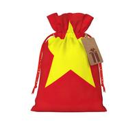 GaxfjRu Bolsa de arpillera con estampado de bandera vietnamita, regalos de fiesta de Navidad, bolsa de regalo para regalos, varios tamaños (S, M)