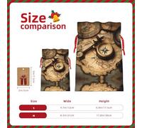 GaxfjRu Bolsa de arpillera con estampado de brújula y mapa del viejo mundo, regalos de fiesta de Navidad, bolsa de regalo para regalos, varios tamaños (S, M)