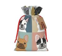 GaxfjRu Bolsa de arpillera con estampado de bulldog francés, regalos de fiesta de Navidad, bolsa de regalo para regalos, varios tamaños (S, M)