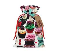GaxfjRu Bolsa de arpillera con estampado de deliciosos cupcakes, regalos de fiesta de Navidad, bolsa de regalo para regalos, varios tamaños (S, M)
