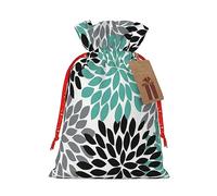 GaxfjRu Bolsa de arpillera con estampado de flores de dalia, regalos de fiesta de Navidad, bolsa de regalo para regalos, varios tamaños (S, M)