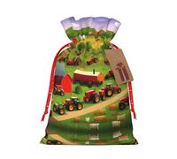 GaxfjRu Bolsa de arpillera con estampado de granja de tractores, regalos de fiesta de Navidad, bolsa de regalo para regalos, varios tamaños (S, M)