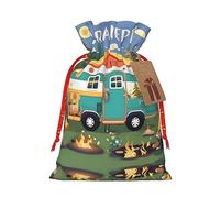 GaxfjRu Bolsa de arpillera con estampado de Happy Camper, regalos de fiesta de Navidad, bolsa de regalo para regalos, varios tamaños (S, M)