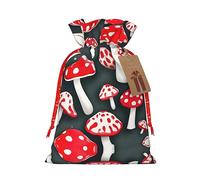 GaxfjRu Bolsa de arpillera con estampado de hongos rojos y blancos, regalos de Navidad, bolsa de regalo para regalos, varios tamaños (S, M)