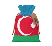 GaxfjRu Bolsa de arpillera con estampado de la bandera de Azerbaiyán, regalos de fiesta de Navidad, bolsa de regalo para regalos, varios tamaños (S, M)