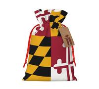 GaxfjRu Bolsa de arpillera con estampado de la bandera del estado de Maryland, regalos de fiesta de Navidad, bolsa de regalo para regalos, varios tamaños (S, M)