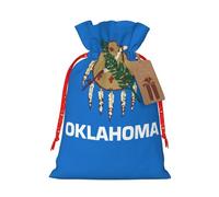 GaxfjRu Bolsa de arpillera con estampado de la bandera del estado de Oklahoma, regalos de fiesta de Navidad, bolsa de regalo para regalos, varios tamaños (S, M)