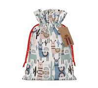 GaxfjRu Bolsa de arpillera con estampado de llama, alpaca, cactus, regalos de Navidad, regalos para regalos, bolsa de arpillera, varios tamaños (S, M)