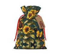 GaxfjRu Bolsa de arpillera con estampado de mariposas florales de girasol, regalos de fiesta de Navidad, bolsa de regalo para regalos, varios tamaños (S, M)