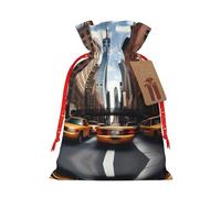 GaxfjRu Bolsa de arpillera con estampado de Nueva York, regalos de fiesta de Navidad, bolsa de regalo para regalos, varios tamaños (S, M)