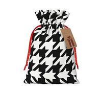 GaxfjRu Bolsa de arpillera con estampado de pata de gallo, color negro, regalos de fiesta de Navidad, bolsa de regalo para regalos, varios tamaños (S, M)