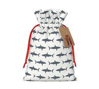 GaxfjRu Bolsa de arpillera con estampado de peces y tiburones, regalos de fiesta de Navidad, bolsa de regalo para regalos, varios tamaños (S, M)