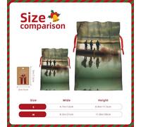 GaxfjRu Bolsa de arpillera con estampado de pescadores de Lago de pesca, regalos de fiesta de Navidad, bolsa de regalo para regalos, varios tamaños (S, M)