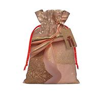 GaxfjRu Bolsa de arpillera con estampado de purpurina de oro rosa, regalos de Navidad, bolsa de regalo para regalos, varios tamaños (S, M)