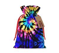 GaxfjRu Bolsa de arpillera con estampado de tribu exótica, estilo teñido anudado, regalos de fiesta de Navidad, bolsa de regalo para regalos, varios tamaños (S, M)