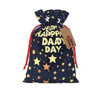 GaxfjRu Bolsa de arpillera con estampado del día del padre feliz para regalos de Navidad, regalos de fiesta de Navidad, varios tamaños (S, M)