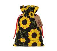 GaxfjRu Bolsa de arpillera con estampado floral de girasol, regalos de fiesta de Navidad, bolsa de regalo para regalos, varios tamaños (S, M)