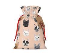 GaxfjRu Bolsa de arpillera con estampado francés, regalos de fiesta de Navidad, bolsa de regalo para regalos, varios tamaños (S, M)