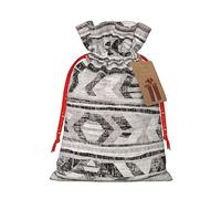 GaxfjRu Bolsa de arpillera con estampado tribal gris, regalos de fiesta de Navidad, bolsa de regalo para regalos, varios tamaños (S, M)
