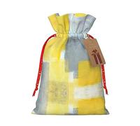 GaxfjRu Bolsa de arpillera con impresión de pintura abstracta gris y amarilla, regalos de fiesta de Navidad, bolsa de regalo para regalos, varios tamaños (S, M)