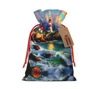 GaxfjRu Bolsa de arpillera con impresión de pintura de diamantes de faro, regalos de fiesta de Navidad, bolsa de regalo para regalos, varios tamaños (S, M)