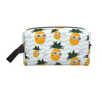 GaxfjRu Bolsa de cosméticos de viaje con bonito estampado de piña, bolsa de maquillaje grande para mujer, cosméticos, artículos de tocador, accesorios, color blanco/opulento jardín, talla única,