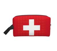 GaxfjRu Bolsa de cosméticos de viaje con estampado de bandera suiza grande bolsa de maquillaje para mujer para cosméticos accesorios de tocador, blanco, talla única, Color blanco., Talla única