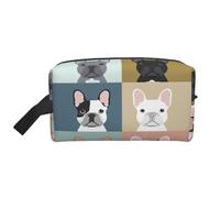 GaxfjRu bolsa de cosméticos de viaje con estampado de bulldog francés organizador grande bolsa de maquillaje para mujer para cosméticos accesorios de tocador, blanco, talla única, Color blanco., Talla