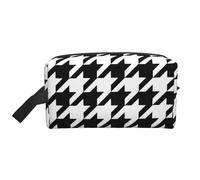 GaxfjRu Bolsa de cosméticos de viaje con estampado de pata de gallo negro grande bolsa de maquillaje para mujer para cosméticos accesorios de tocador, blanco, talla única, Color blanco., Talla única