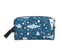 GaxfjRu Bolsa de cosméticos de viaje con estampado de peces azules, bolsa de maquillaje grande para mujer, cosméticos, artículos de tocador, accesorios, jardín blanco/opulento, talla única, Jardín