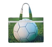 GaxfjRu Bolsa de lona con estampado de balón de fútbol verde sobre hierba, bolsa de lona para laptop, para mujer, bolsas de trabajo casuales para viajes, oficina, universidad