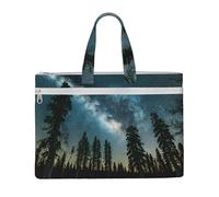 GaxfjRu Bolsa de lona para laptop con estampado de cielo nocturno con árboles para mujer, bolsas de trabajo casuales para viajes, oficina, universidad