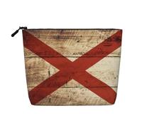 GaxfjRu Bolsa de maquillaje de viaje con diseño de bandera del estado de Alabama en grano de madera vieja, bolsa de aseo con cremallera, organizador de maquillaje para mujer, Negro -, Talla única