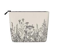 GaxfjRu Bolsa de maquillaje de viaje con estampado botánico de hierbas florales con estampado botánico y organizador de maquillaje para mujer, Negro -, Talla única