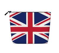GaxfjRu Bolsa de maquillaje de viaje con estampado de bandera británica, bolsa de aseo con cremallera, organizador de maquillaje para mujer, Negro -, Talla única
