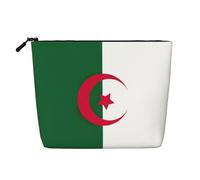 GaxfjRu Bolsa de maquillaje de viaje con estampado de bandera de Argelia para mujer, bolsa de aseo con cremallera, Negro -, Talla única
